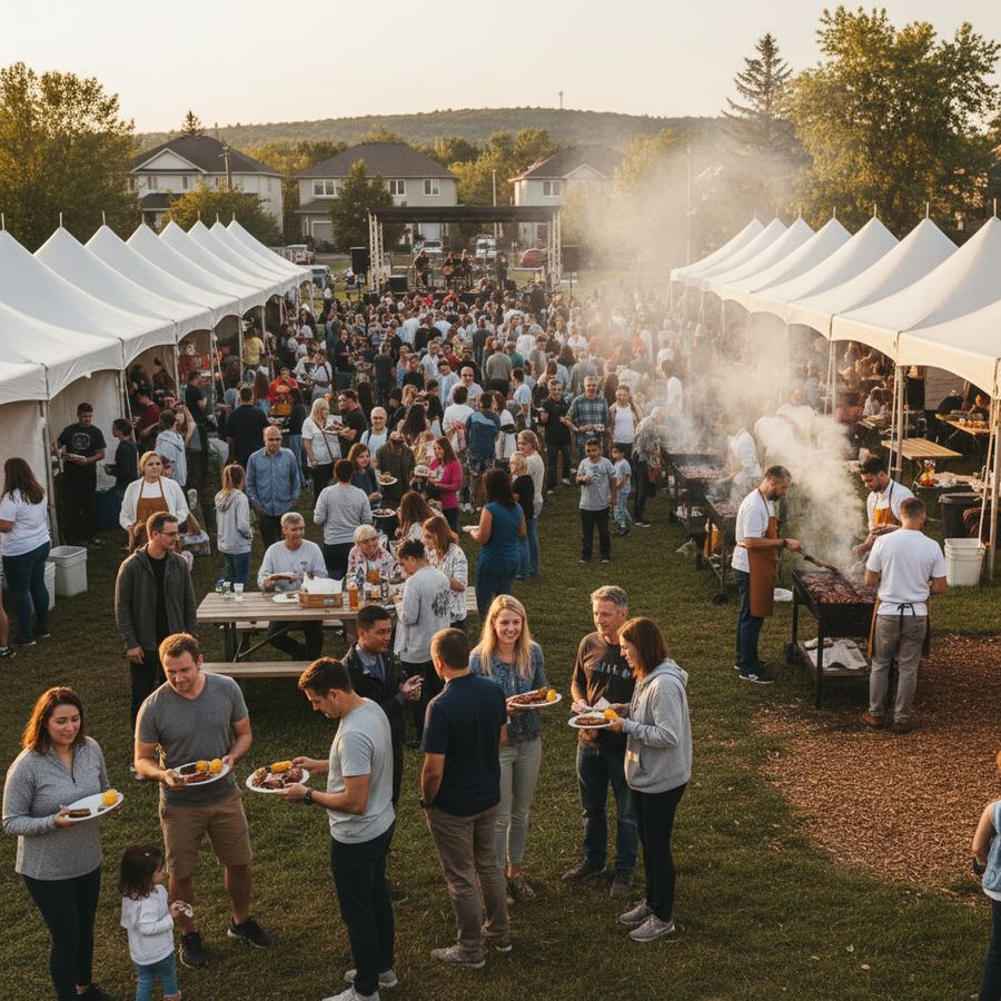Crowds enjoying food and music at Orleans Ribfest