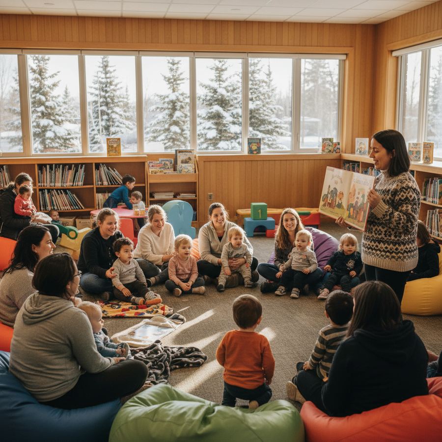 Children gathered for storytime at an Orleans library branch