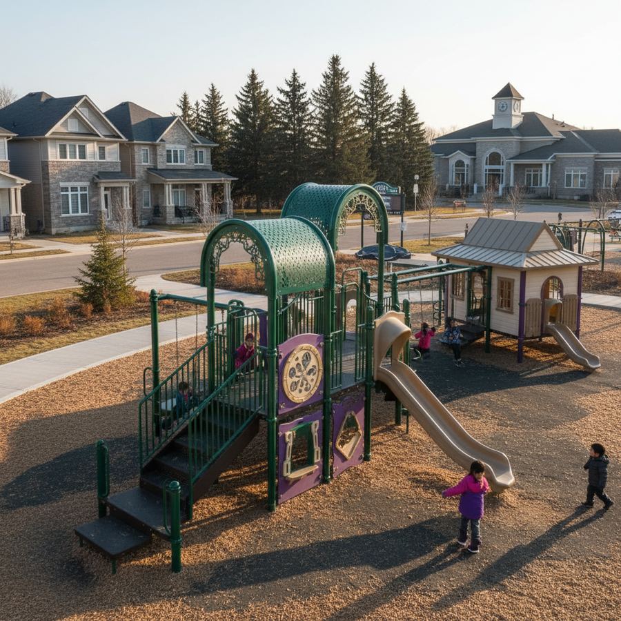 Children playing at an Orleans school playground