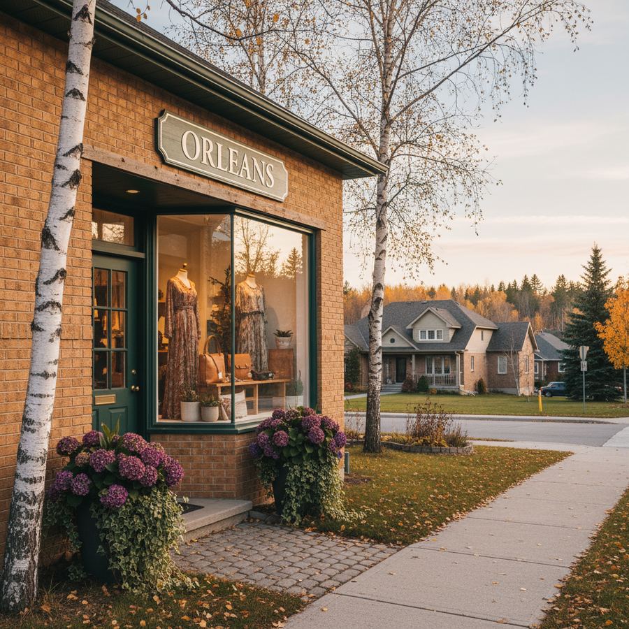 Colourful storefront of an independent boutique shop in Orleans