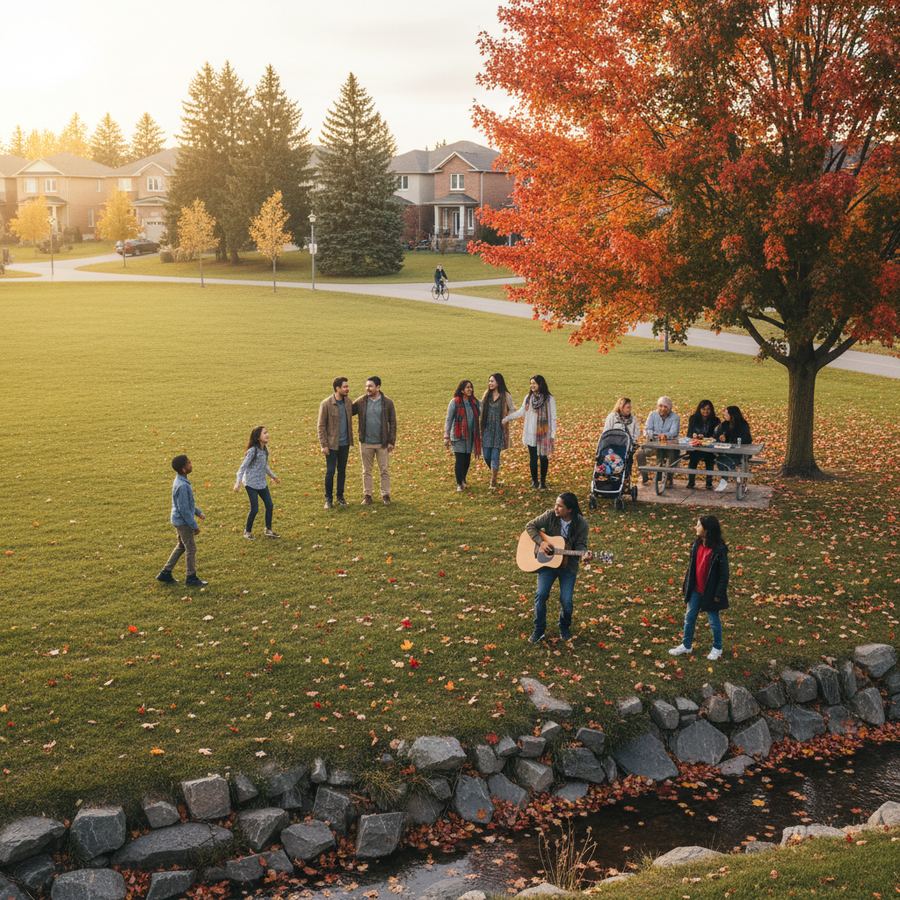Diverse families enjoying a community gathering in an Orleans park