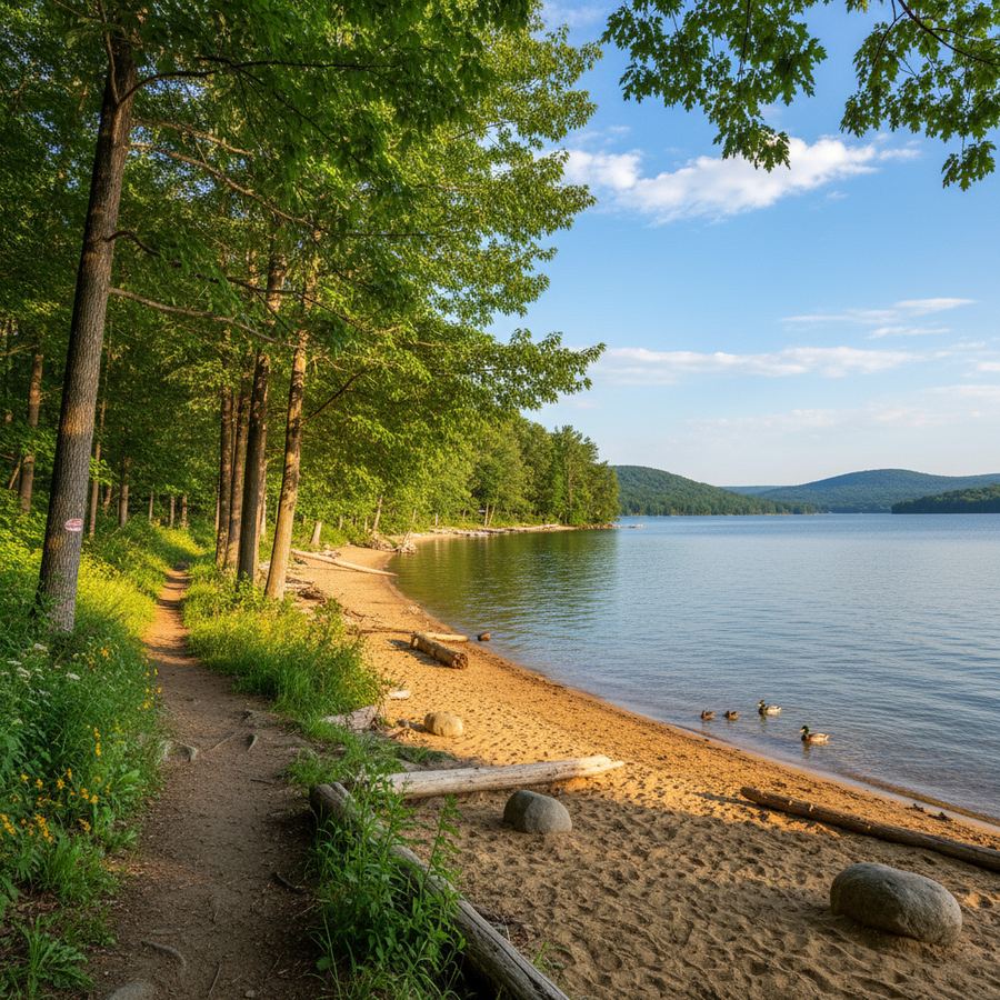 Families enjoying the beach at Petrie Island in Orleans