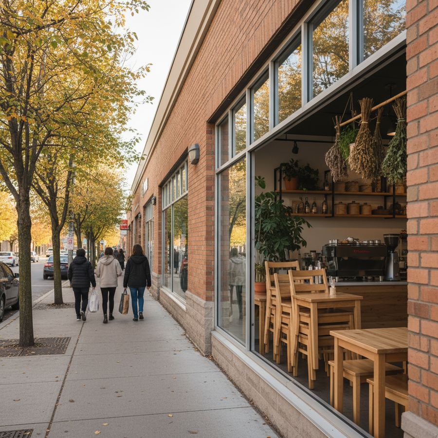 Small business storefront along St-Joseph Boulevard in Orleans