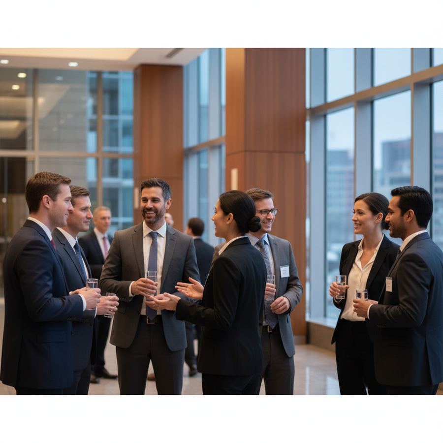 Professionals at a business networking breakfast in Orleans