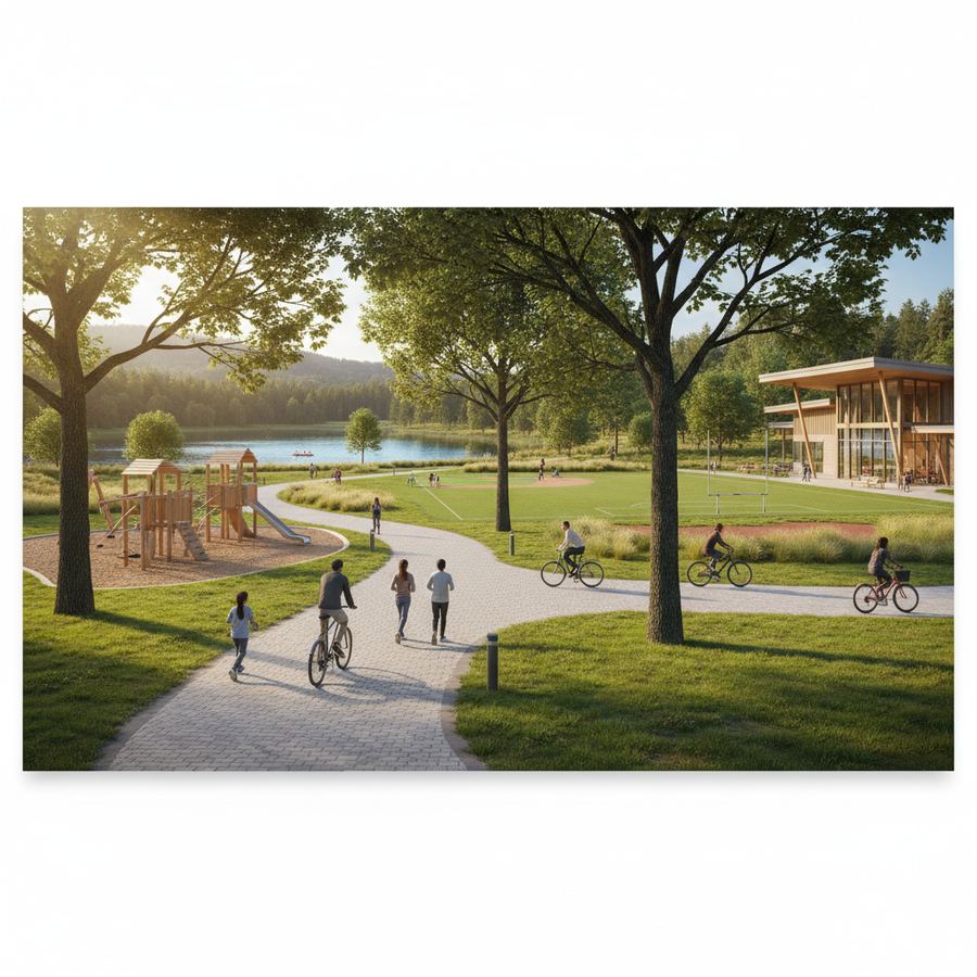 Trail through a wooded park in Orleans