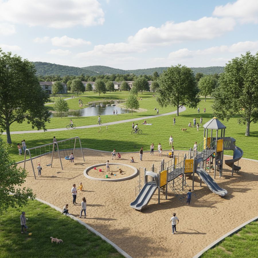 Families enjoying Millennium Park in Orleans